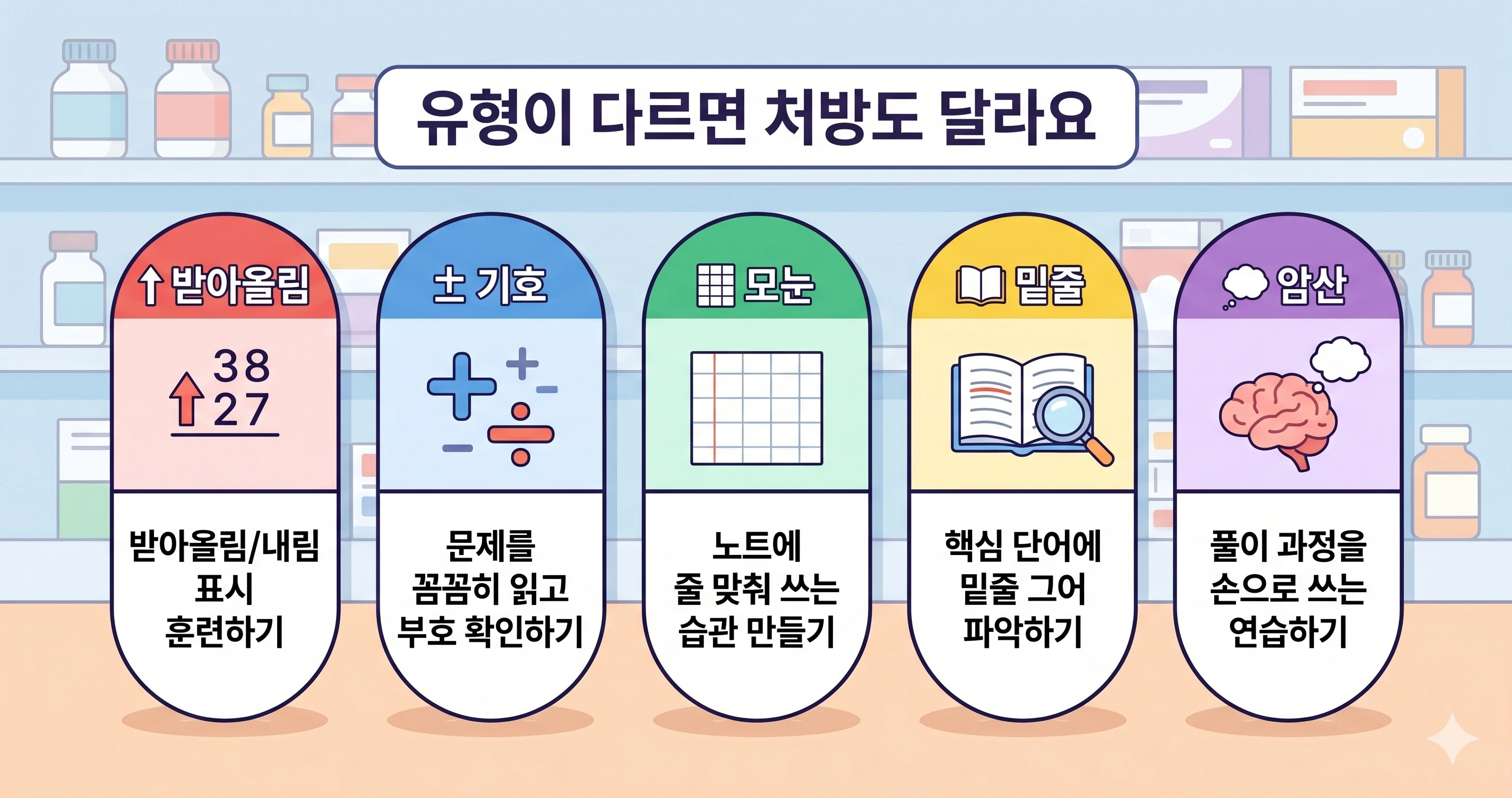 연산 실수 5가지 유형과 유형별 처방 카드