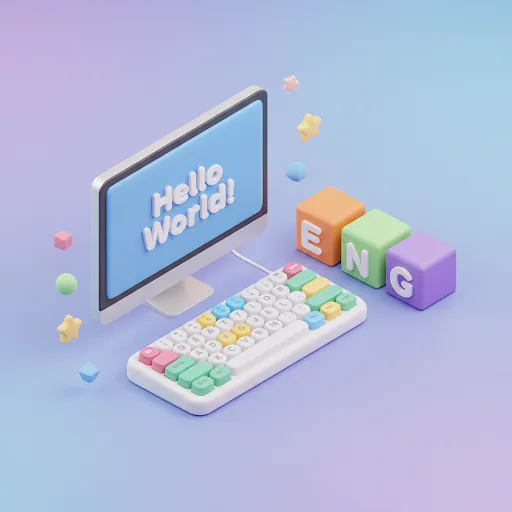 영문 타자 연습 3D 일러스트