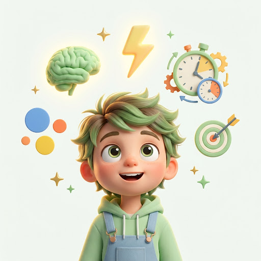 두뇌 테스트를 하는 아이 3D 일러스트